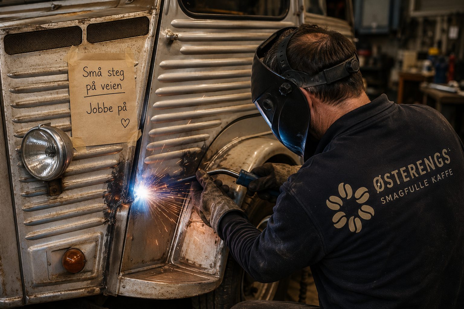 Detalj fra sveising og renovering av Citroën HY